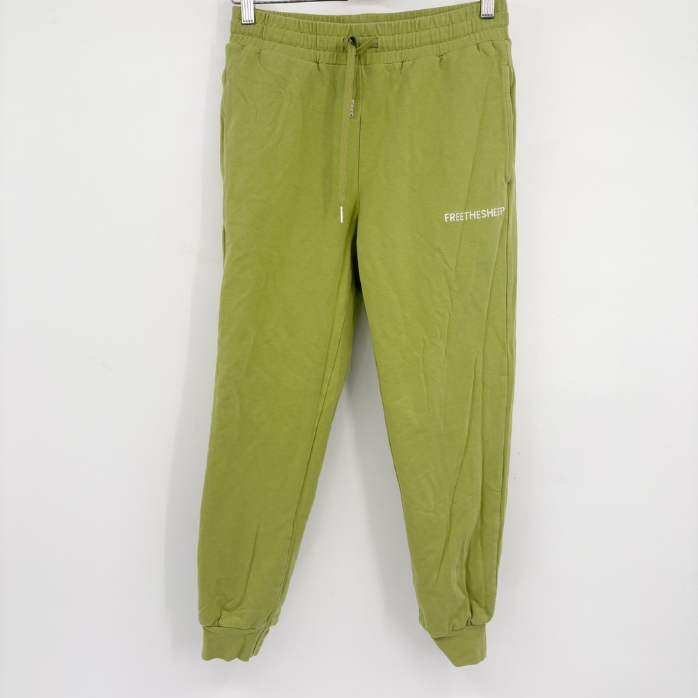 Free The Sheep Womens Green‎ Sherpa Fleece Lined Streetwear Jogger Sweatpants XS